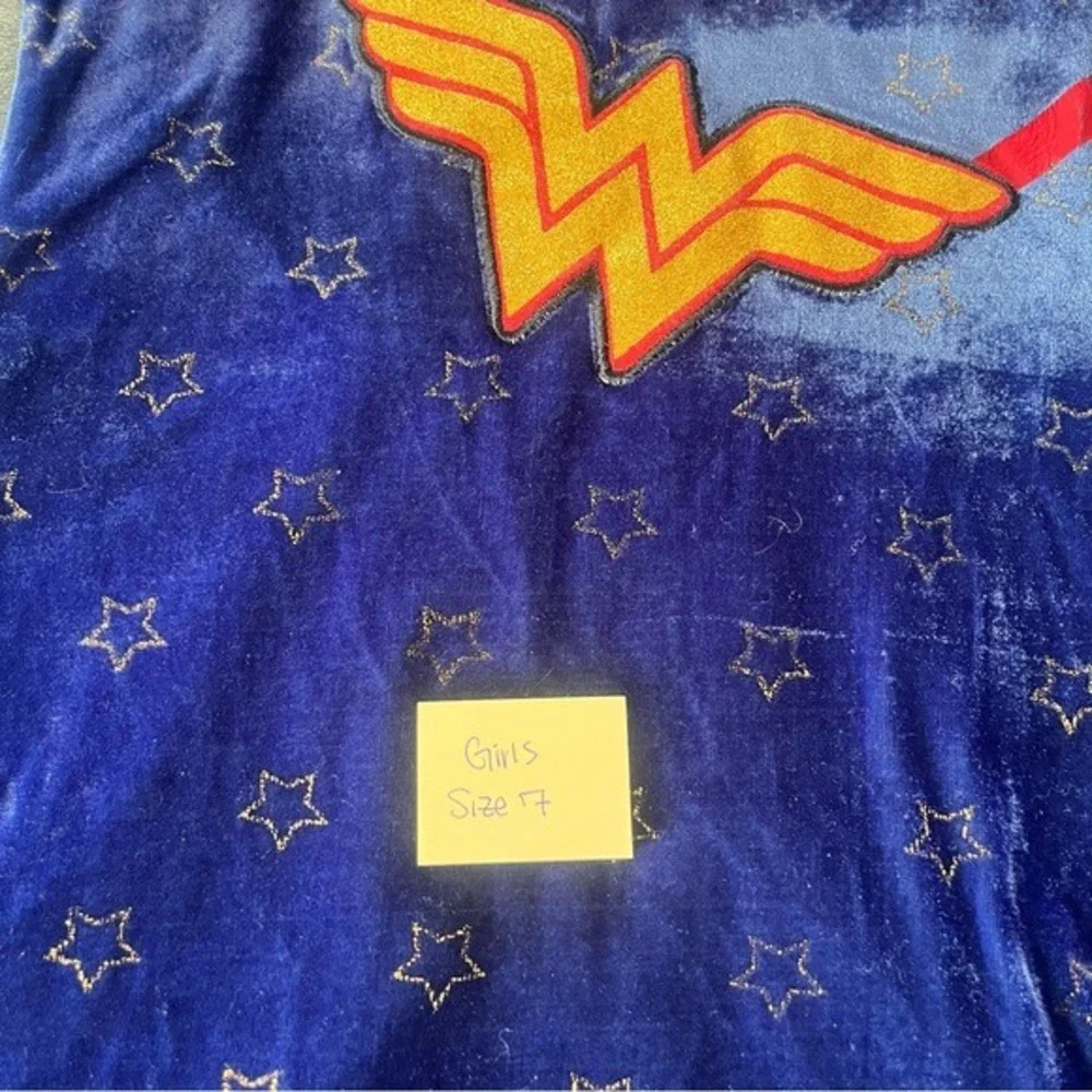 Girls Wonder Woman Velour‎ Star Dress Blue Long Sleeve Size 7